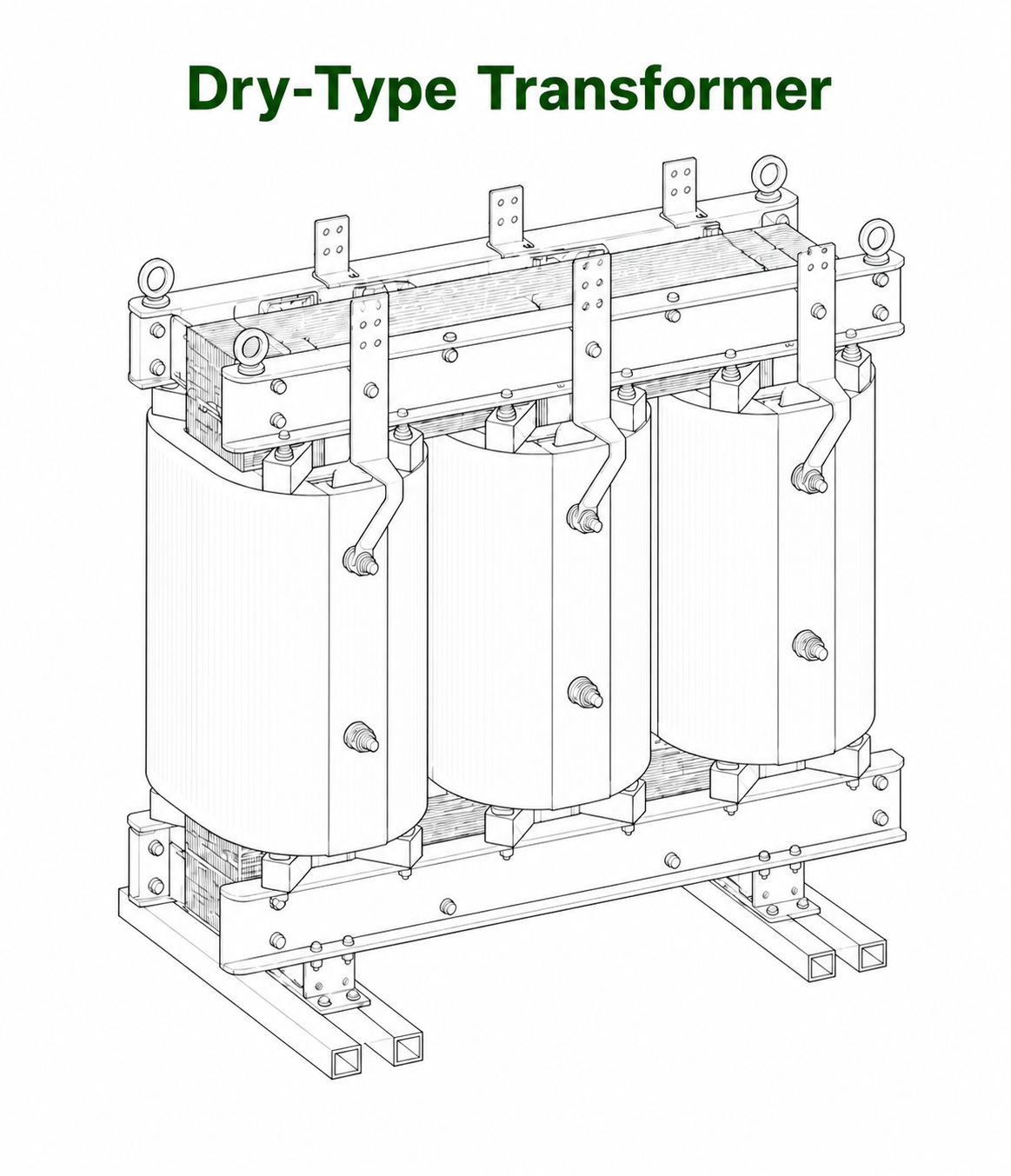 Dry-type transformer line drawing